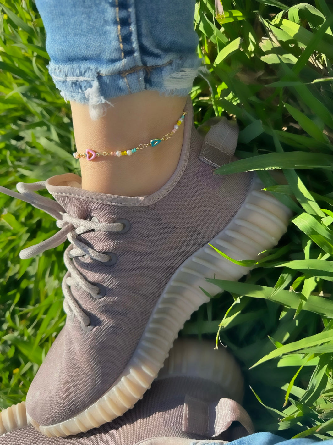 Multicolor Heart Anklet 💖