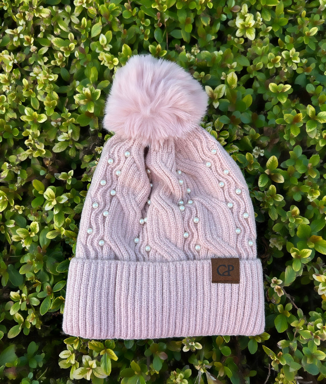 Pink Pearl Pom Beanie