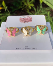 Load image into Gallery viewer, Enamel Adjustable Butterfly Rings
