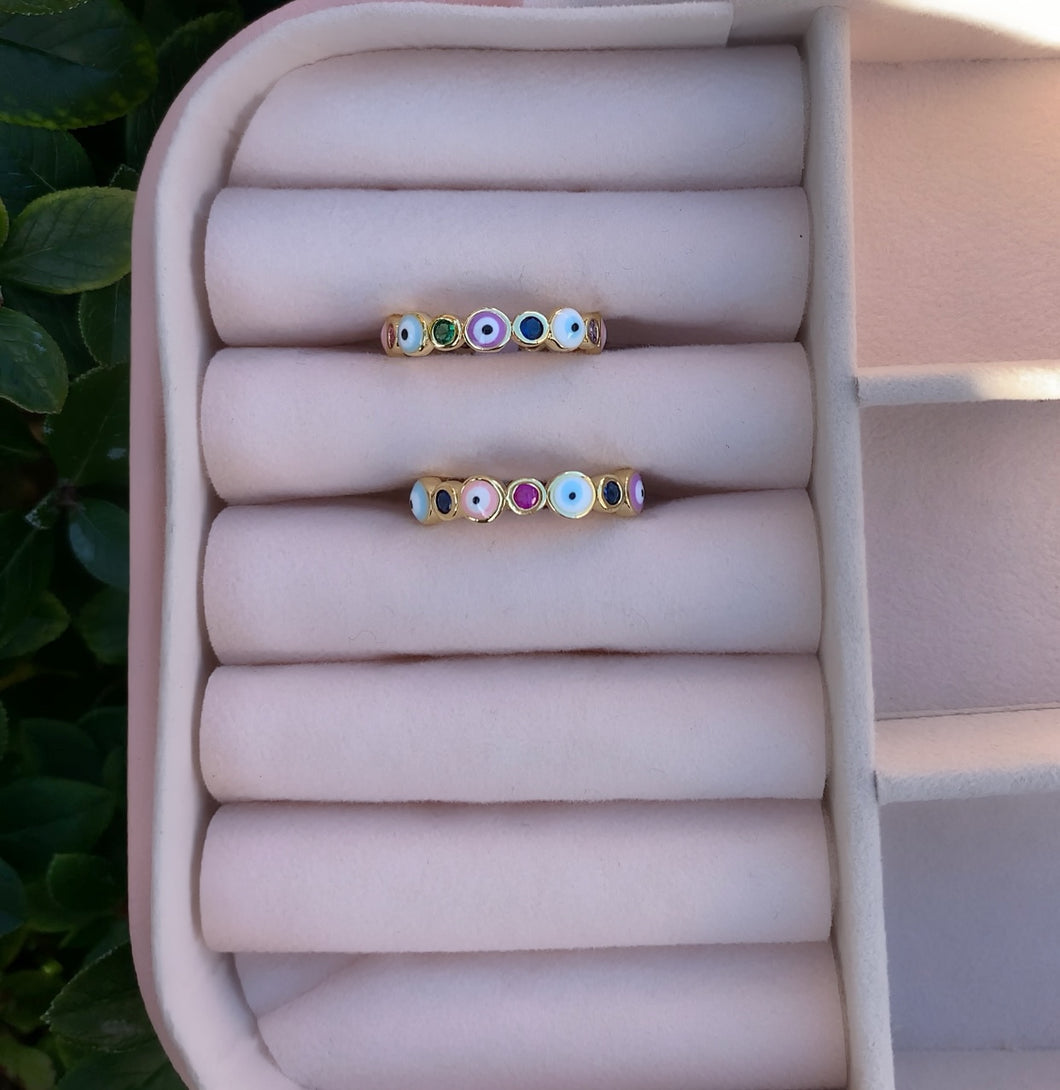 Pastel Evil Eye Multicolor Gem Ring