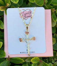 Load image into Gallery viewer, Rose Cross Necklace 🤍
