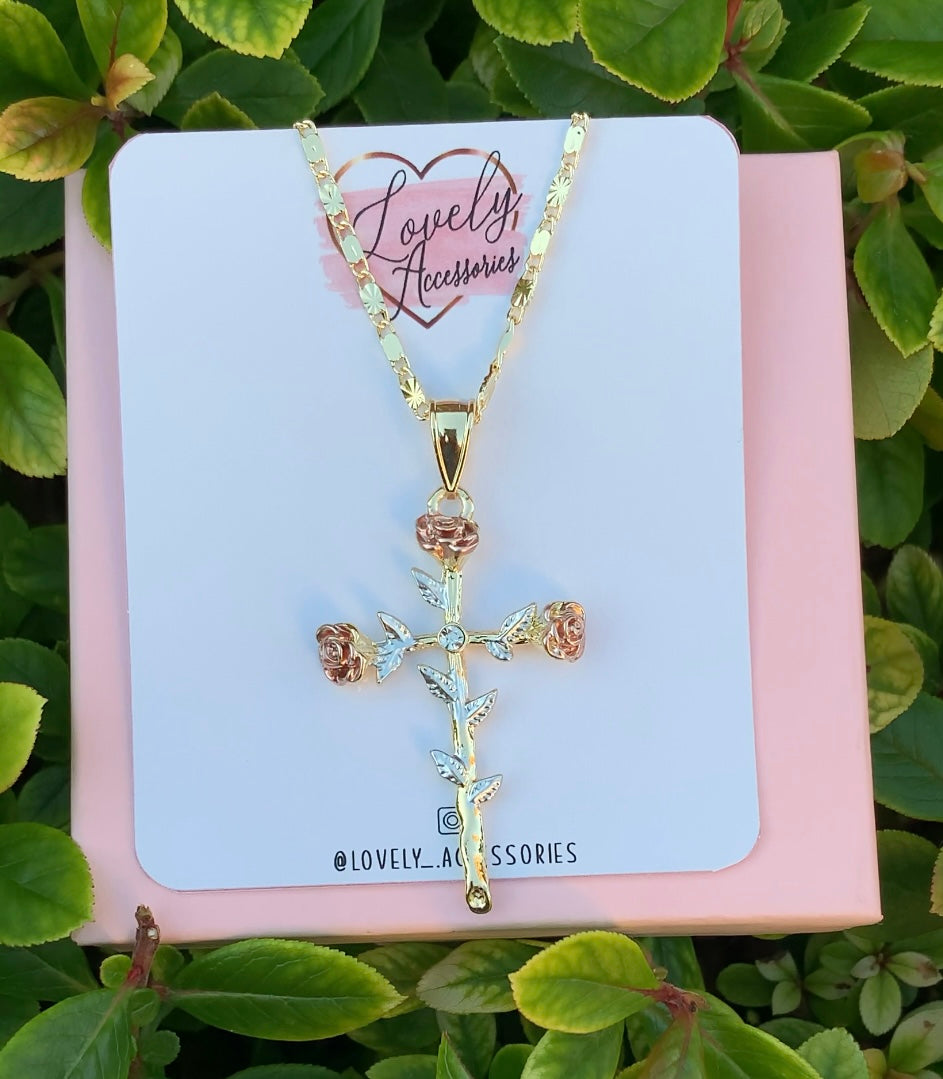 Rose Cross Necklace 🤍