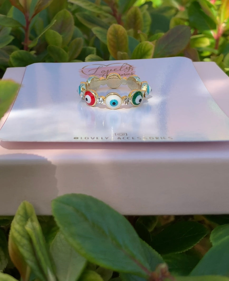 Multi Color Evil Eye Ring