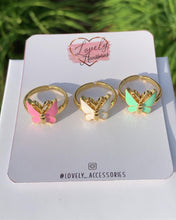 Load image into Gallery viewer, Enamel Adjustable Butterfly Rings
