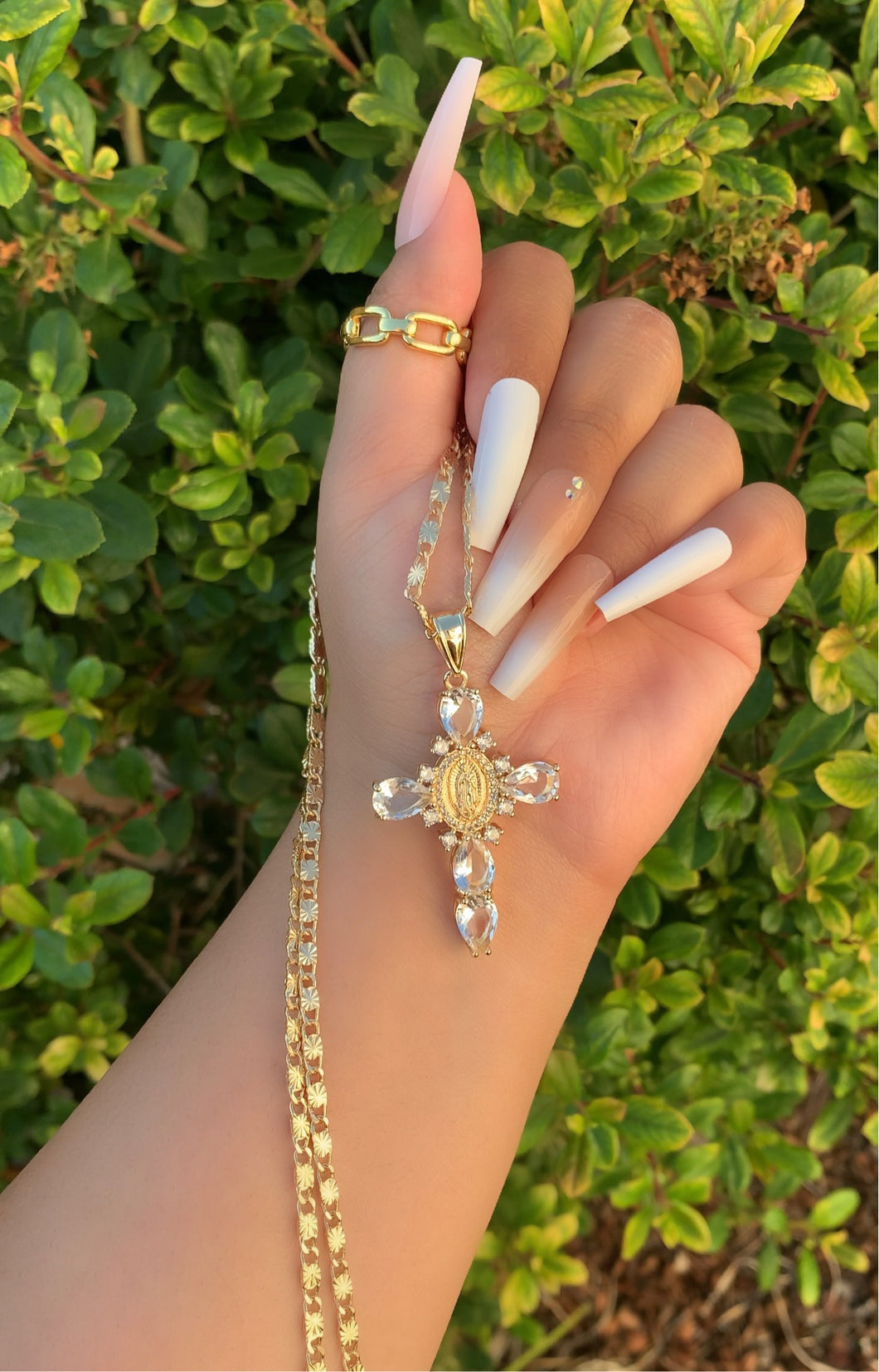 Crystal Mary Cross Necklace🤍